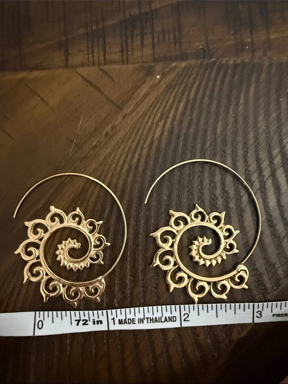 Gold Spiral Filigree Hoop Earrings - Women Jewelry - Picture 3 of 3